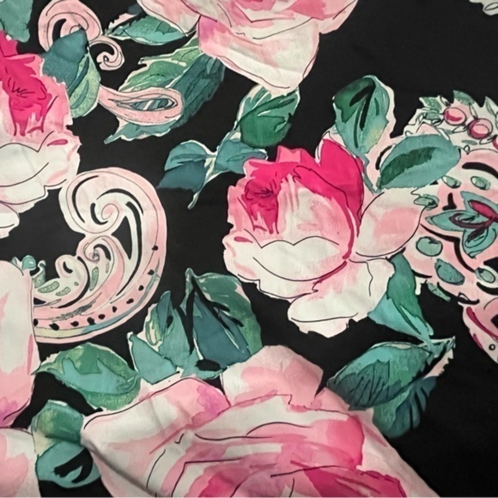 Carmen Marc Valvo Tankini Top Pink Floral Ruched Tie Side Corded Hem $110 C2H268 - Picture 13 of 16